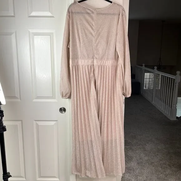 Maxi SHEIN Long Sleeve Women’s Dress Pleated Blush Pink Size 3XL #652 - Picture 2 of 12